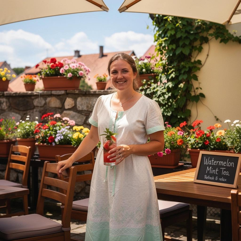 Letná osviežujúca kombinácia melónu a mäty pod modrou oblohou.